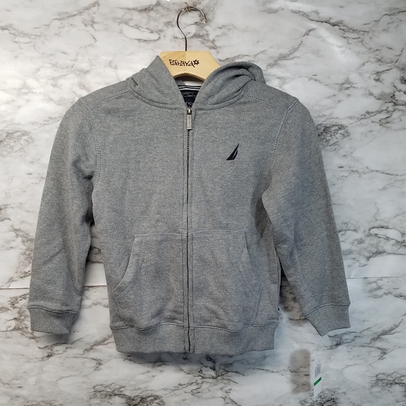 Nautica Boys Zip Up Sweater Gray L (6 )New 40$ - Picture 1 of 6
